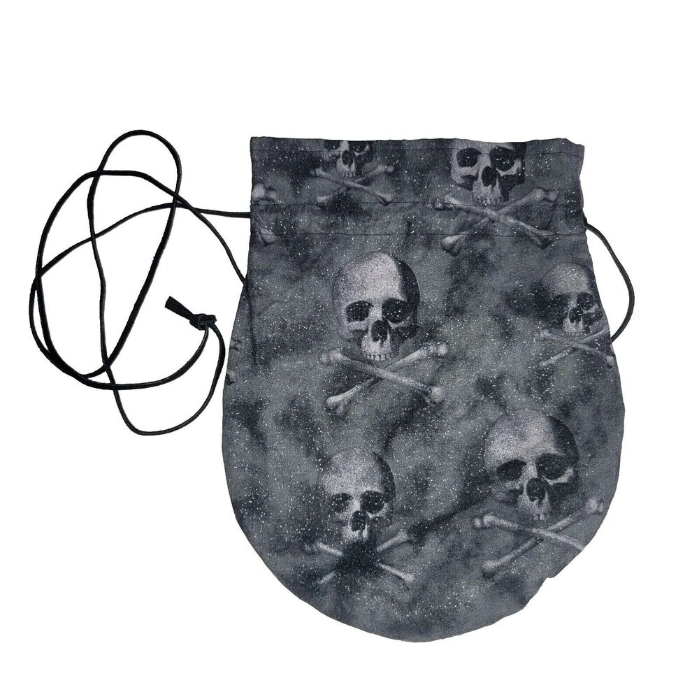 Halloween Trick Treat Bag Pirate Costume Loot Drawstring Skull Crossbones Booty